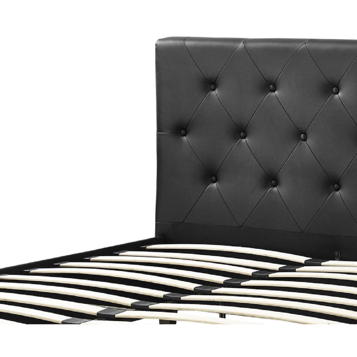 Angle. Hivvago - Hivvago Queen size Faux Leather Upholstered Platform Bed with Button Tufted Headboard - Black.