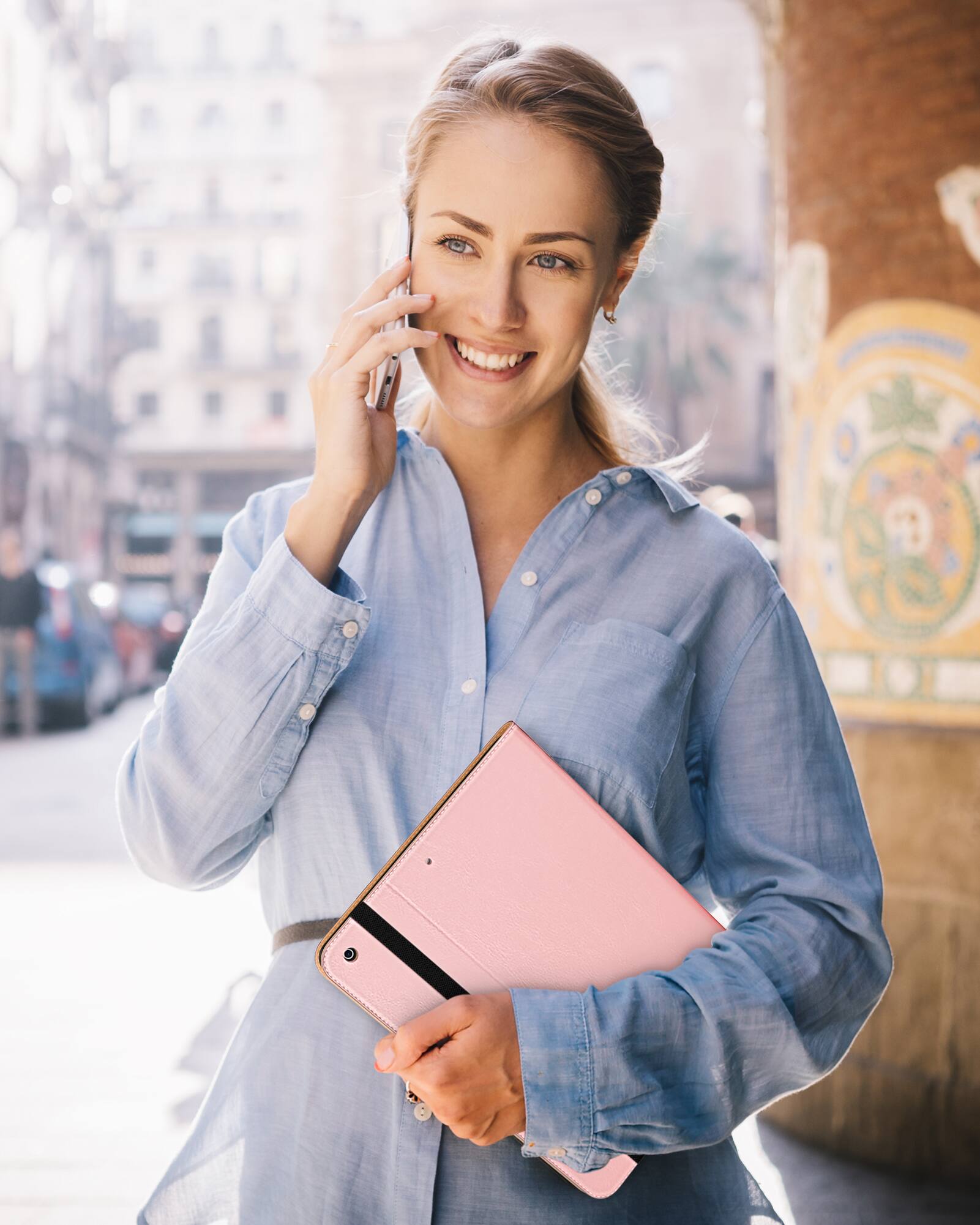 Alt View 2. DTTO - ​Case for iPad 9th/8th/7th Generation 10.2 Inch 2021/2020/2019, Premium Leather Folio Stand - Auto Wake/Sleep - Cherries.