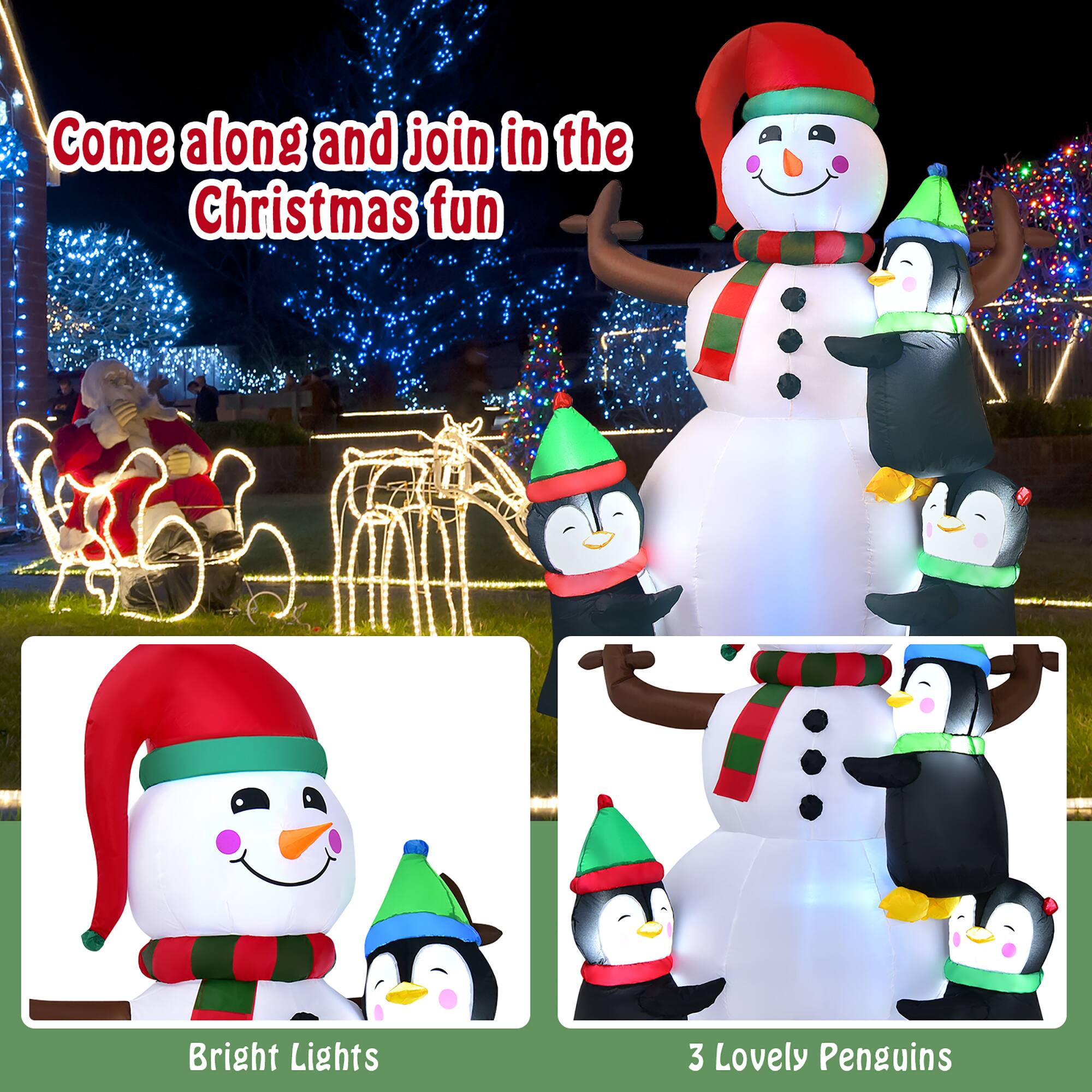 Come along and join in the Christmas fun Bright Lights 3 Lovely Penguins