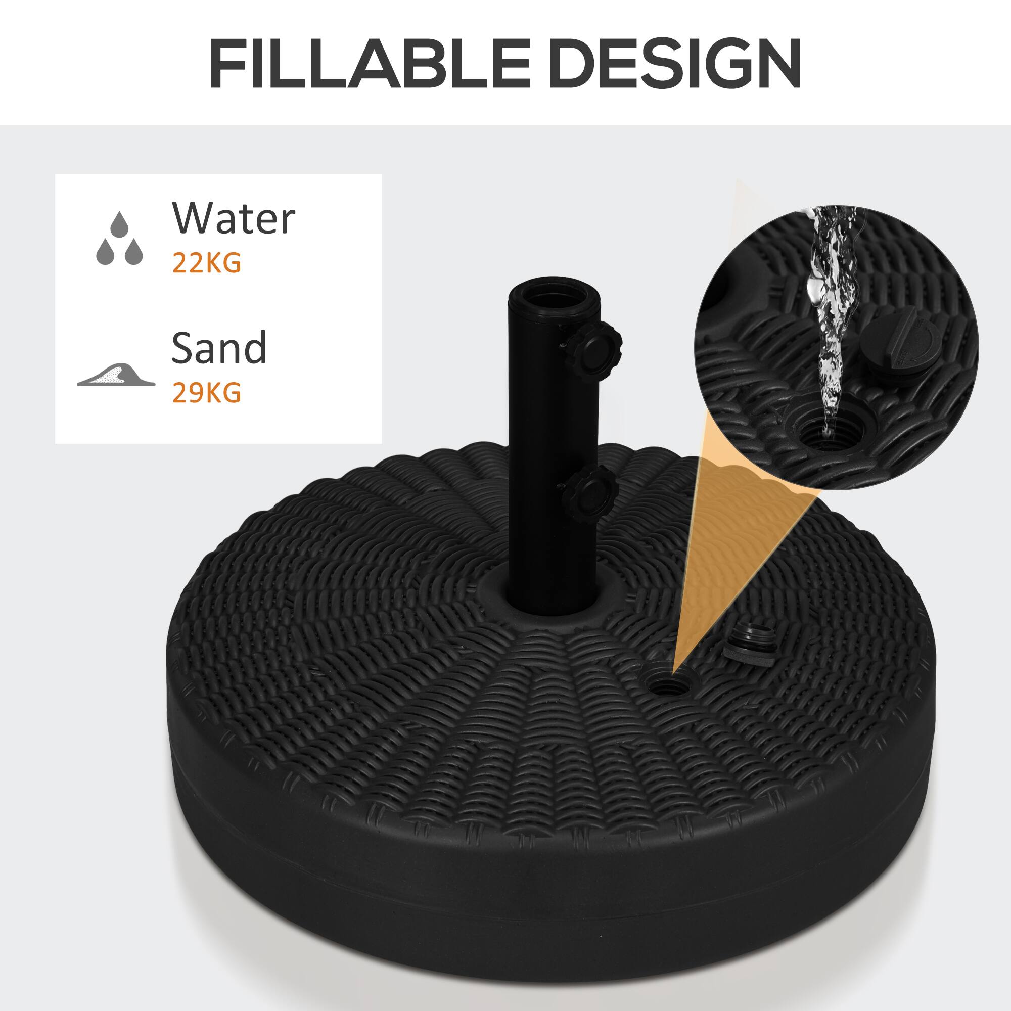FILLABLE DESIGN
Water 22KG
Sand 29KG