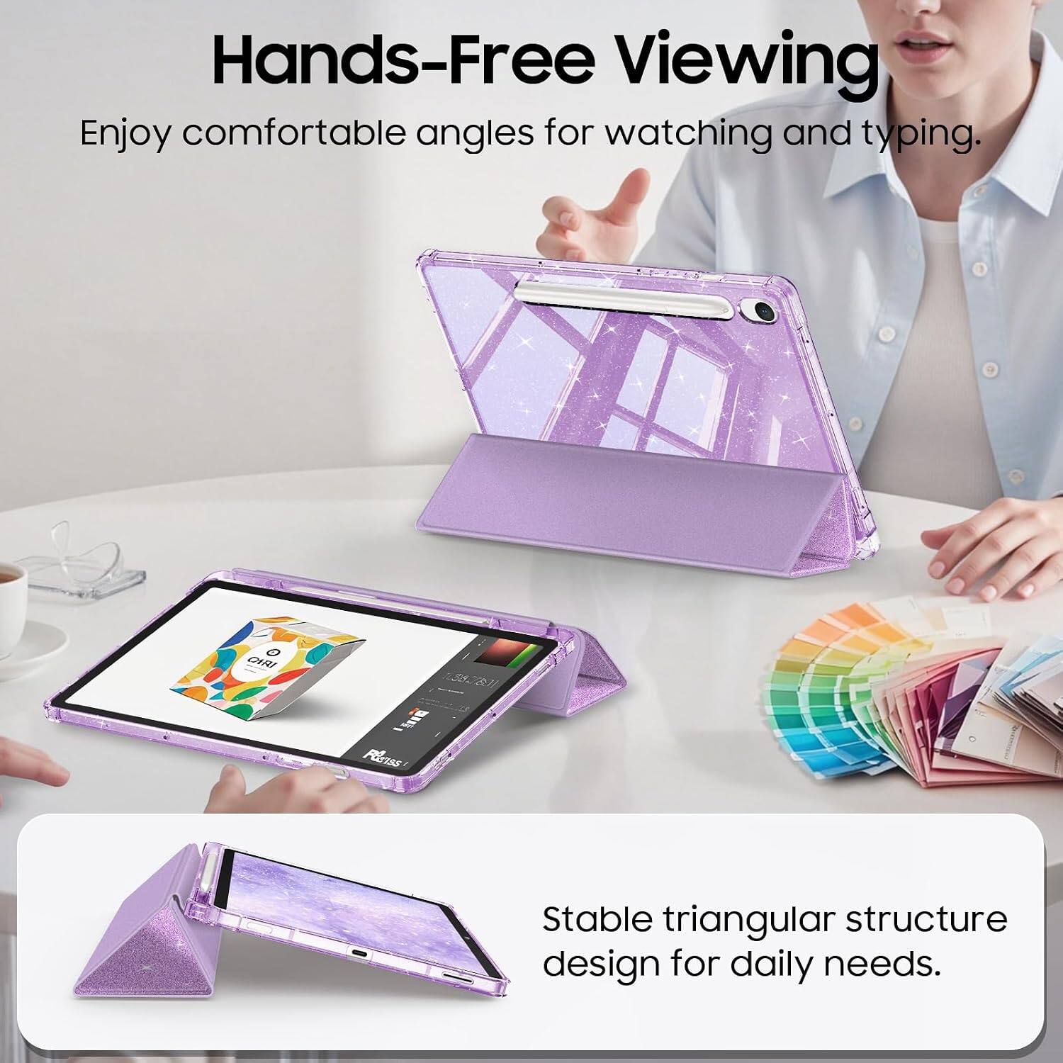 Hands-Free Viewing  
Enjoy comfortable angles for watching and typing.

Stable triangular structure design for daily needs.