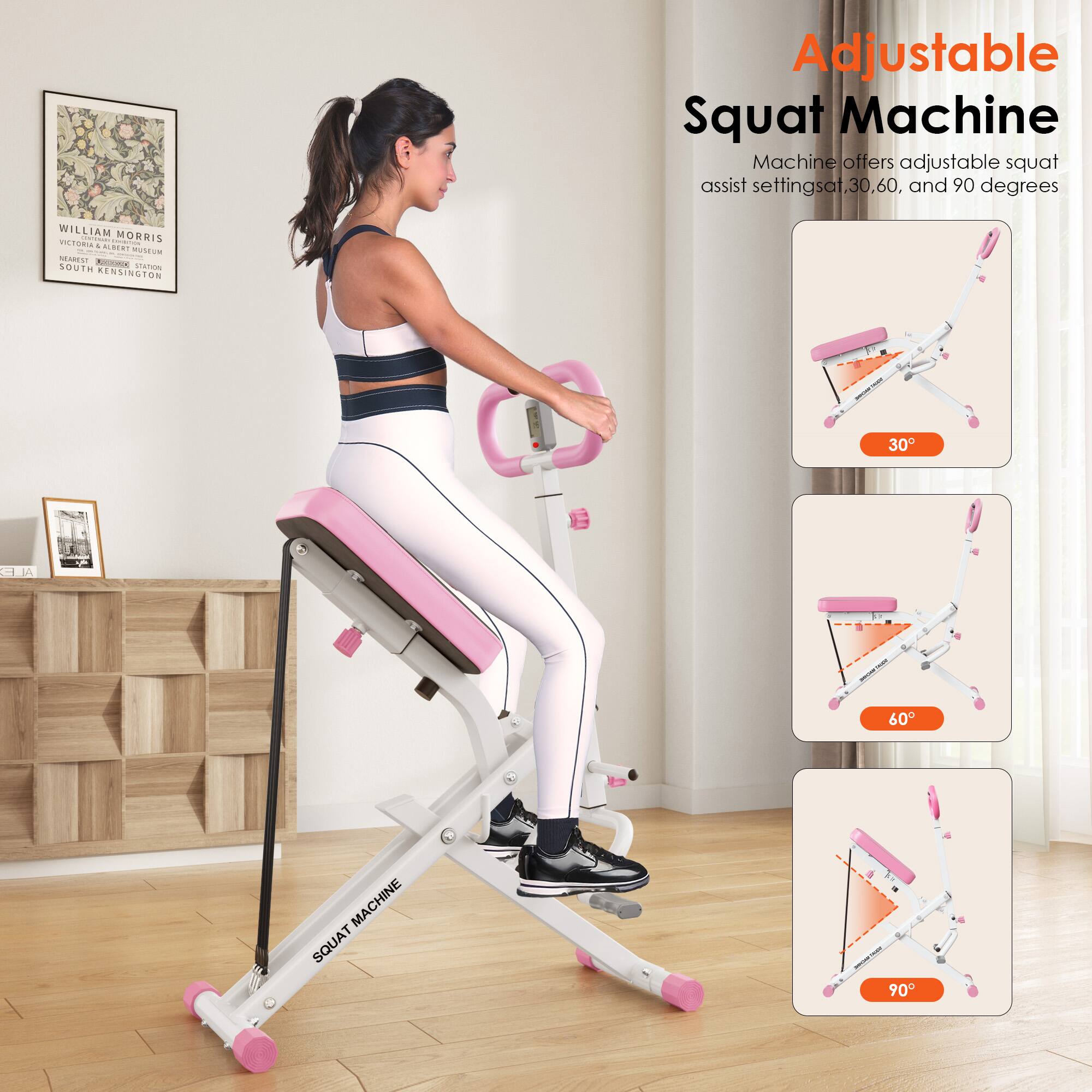 Adjustable Squat Machine

Machine offers adjustable squat assist settings at 30, 60, and 90 degrees