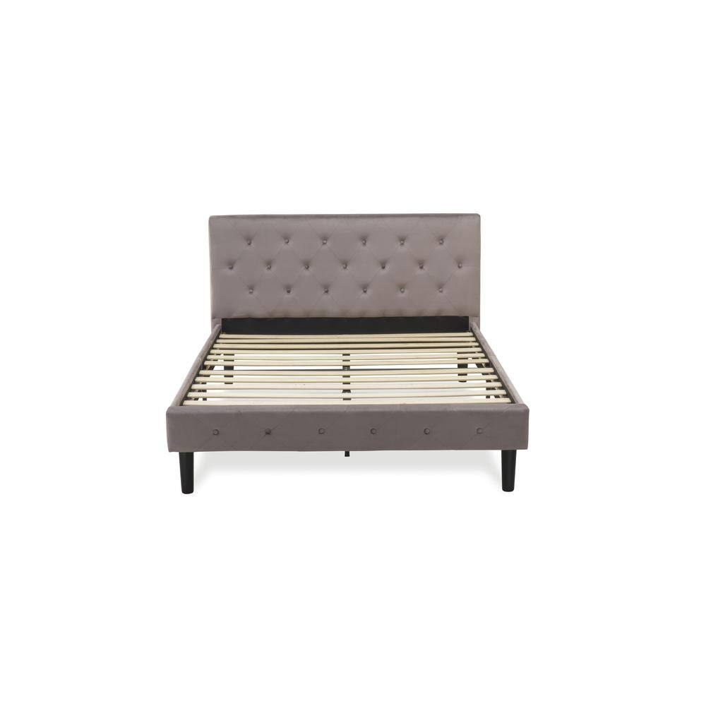 Alt View 3. East West Furniture - NL14F-1HA13 2 Piece Full Bed Set - 1 Bed Brown Taupe Velvet Fabric Headboard and 1 Bedroom Nightstand - Burgundy Finish - Taupe Brown.
