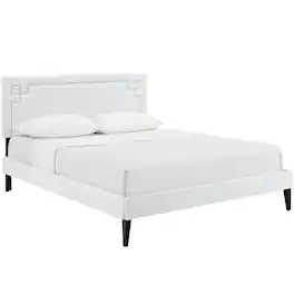 Modway - Josie Vinyl Queen Platform Bed with Squared Tapered Legs - White