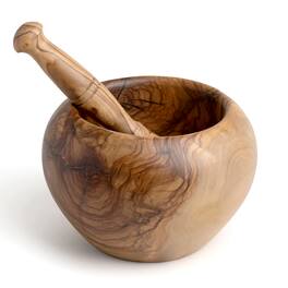 Berard - Handcrafted Olivewood Mortar and Pestle Set, 5-Inch - Brown