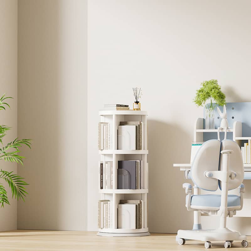 FC Design - 360° Rotating 3-Tier Bookshelf, Space-Saving Organizer for Home, Office, Easy Assembly - White