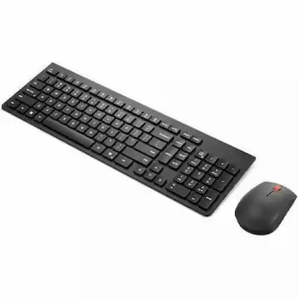 Front. Lenovo - Lenovo Essential Wireless Combo Keyboard & Mouse Gen2 Black-US_English - USB Type A Wireless RF 2.40 GHz Keyboard - Black.