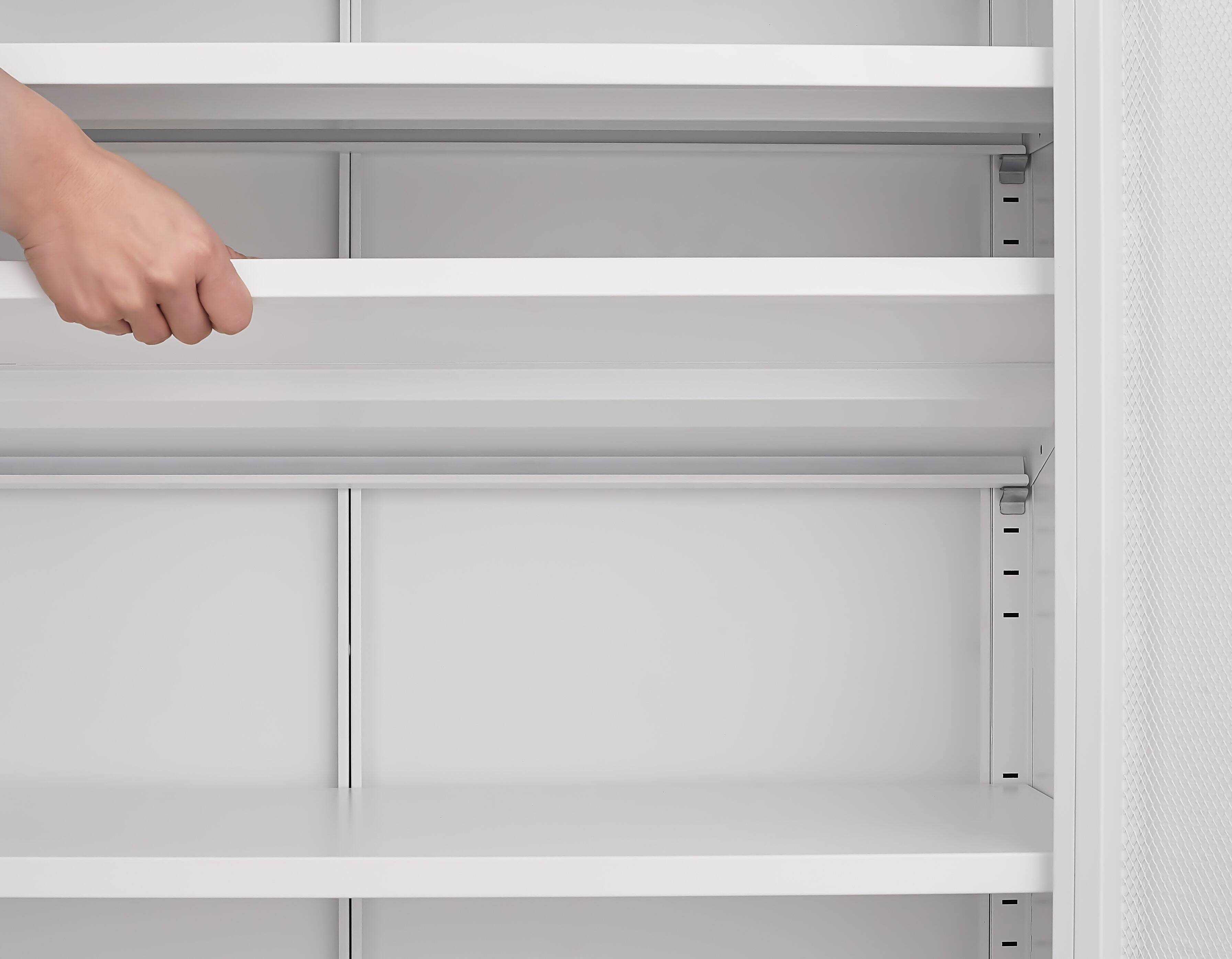 Alt View 3. GOODSILO - Grid Double Door Shoe Cabinet with Adjustable Shelves & Elevated Base - White.