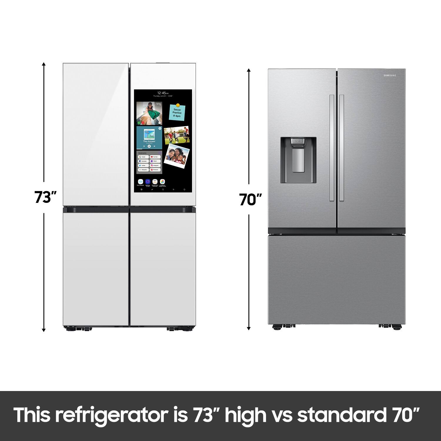 This refrigerator is 73" high vs standard 70"