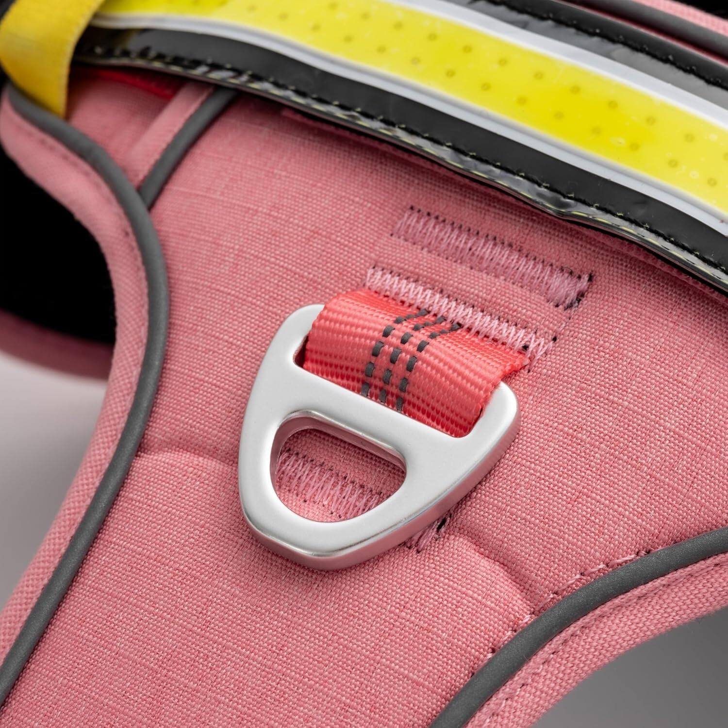 Angle. Lumi Pawtners - Lumi One LED Dog Harness Pink - Pink.