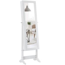 Gymax - Vanity Mirror Tilting Jewelry Cabinet Organizer Storage Box - White