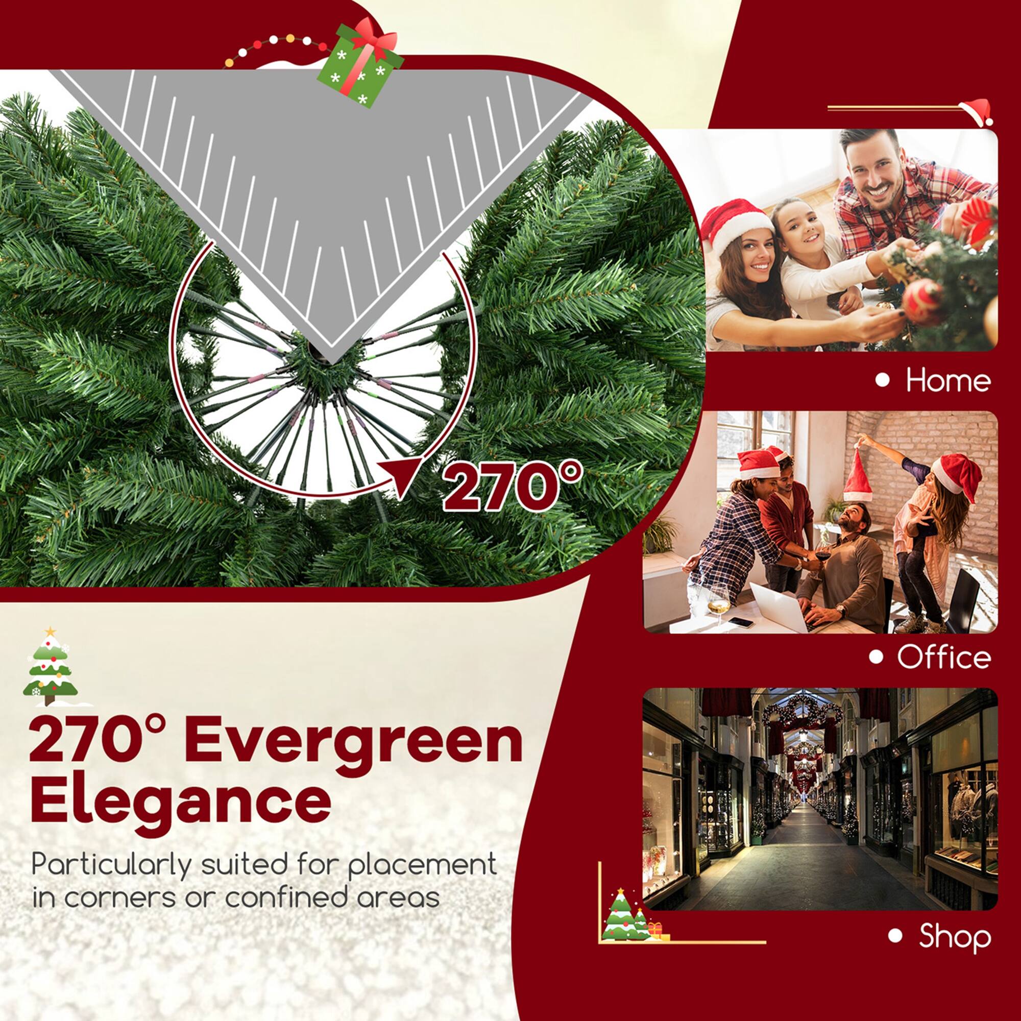 Home, Office, Shop 270° Evergreen Elegance Particularly suited for placement in corners or confined areas