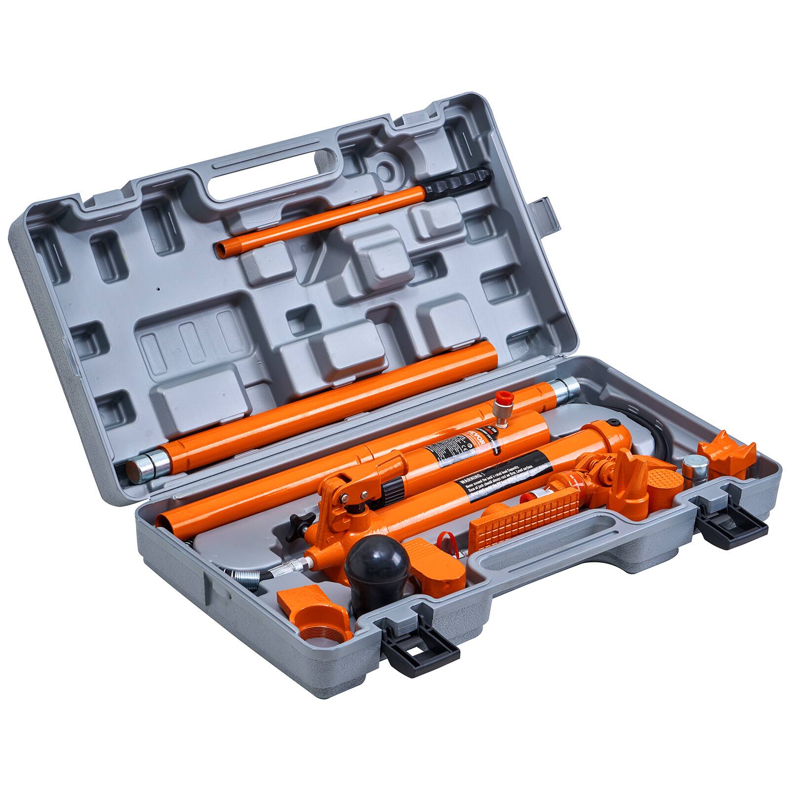 Alt View 5. VEVOR - 10 Ton Porta Power Kit, Portable Hydraulic Jack with 4.6 ft/1.4 m Oil Hose, Auto Body Frame Repair Kit with Storage Case - Orange;Black.