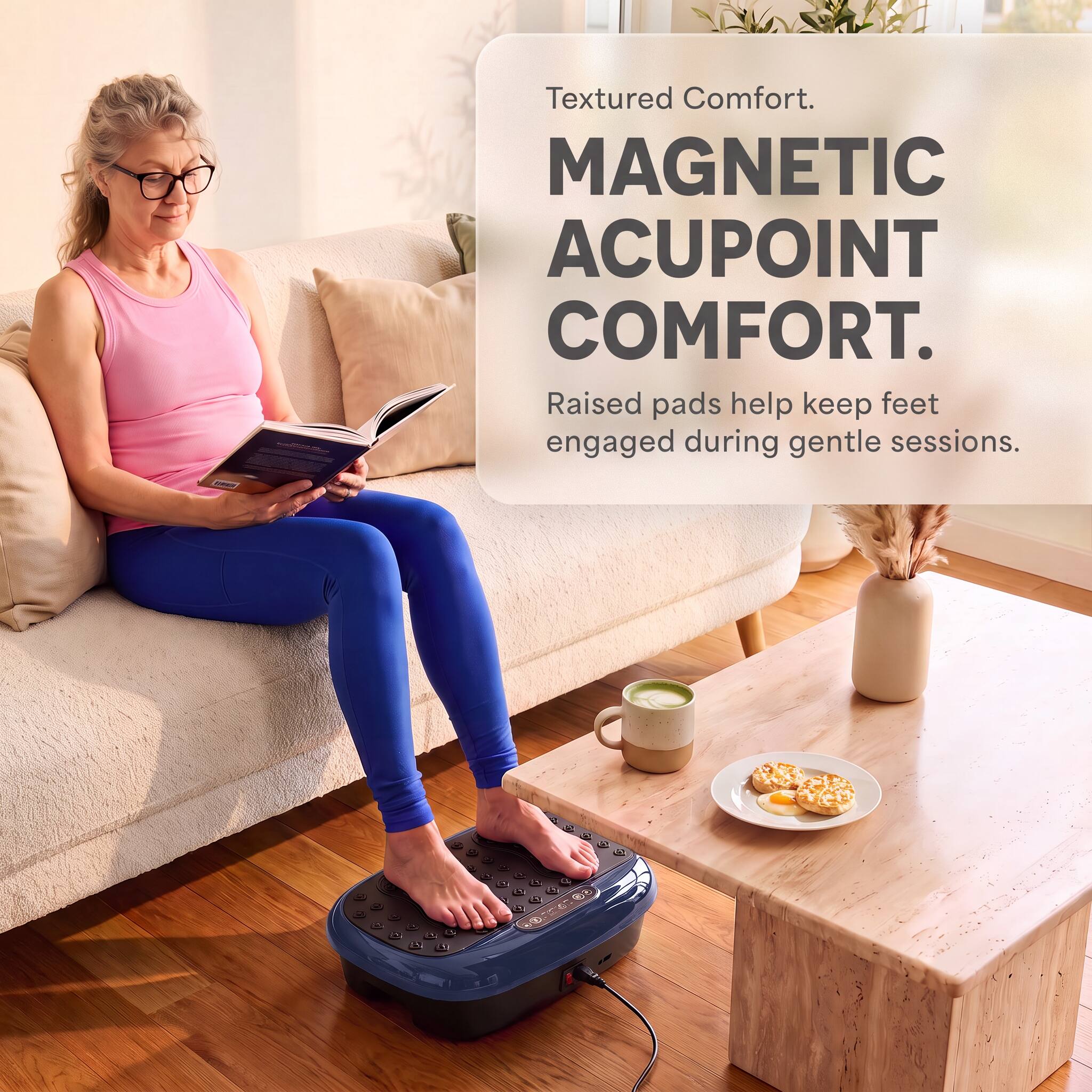 XARION

Textured Comfort.  
MAGNETIC ACUPOINT COMFORT.  
Raised pads help keep feet engaged during gentle sessions.