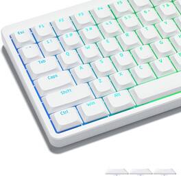 Womier - Low Profile PBT Keycaps, Shine Through Keycaps for All US Layout Cherry Gateron MX Switches Mechanical Keyboard - White