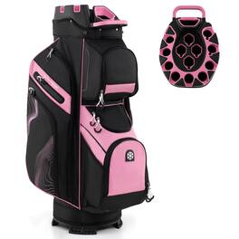 Gymax - Golf Cart Bag Molded Lock Top Golf Bag w/14-Way Full Length Dividers 11 Pockets - Pink