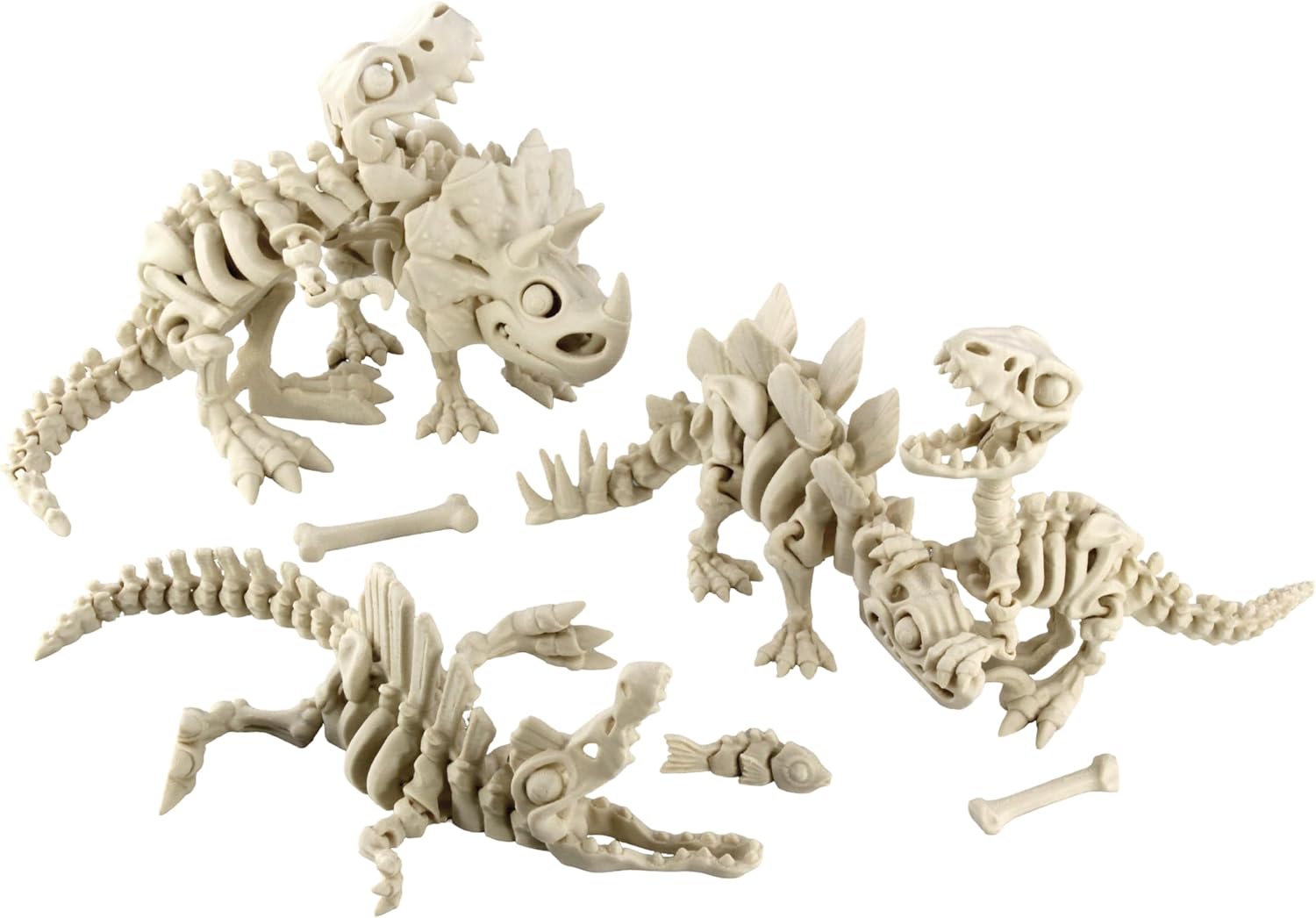 Alt View 1. JuzToys - 5PCS 3D Printed Dinosaur Skeletons T-Rex Triceratops Stegosaurus Velociraptor Spinosaurus Dragon Toys White by PowerTRC - White.