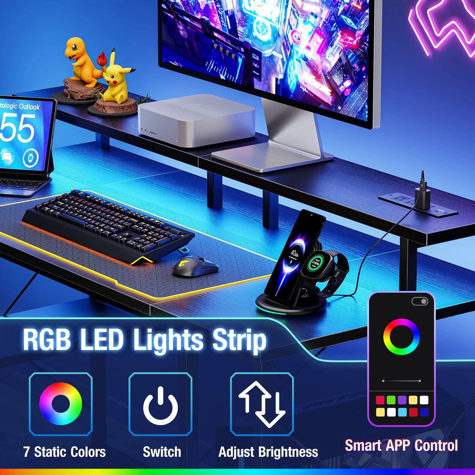 Logic Outlook 55 O LC BN 1n 40s O S RGB LED Lights Strip 7 Static Colors Switch Smart APP Control Adjust Brightness