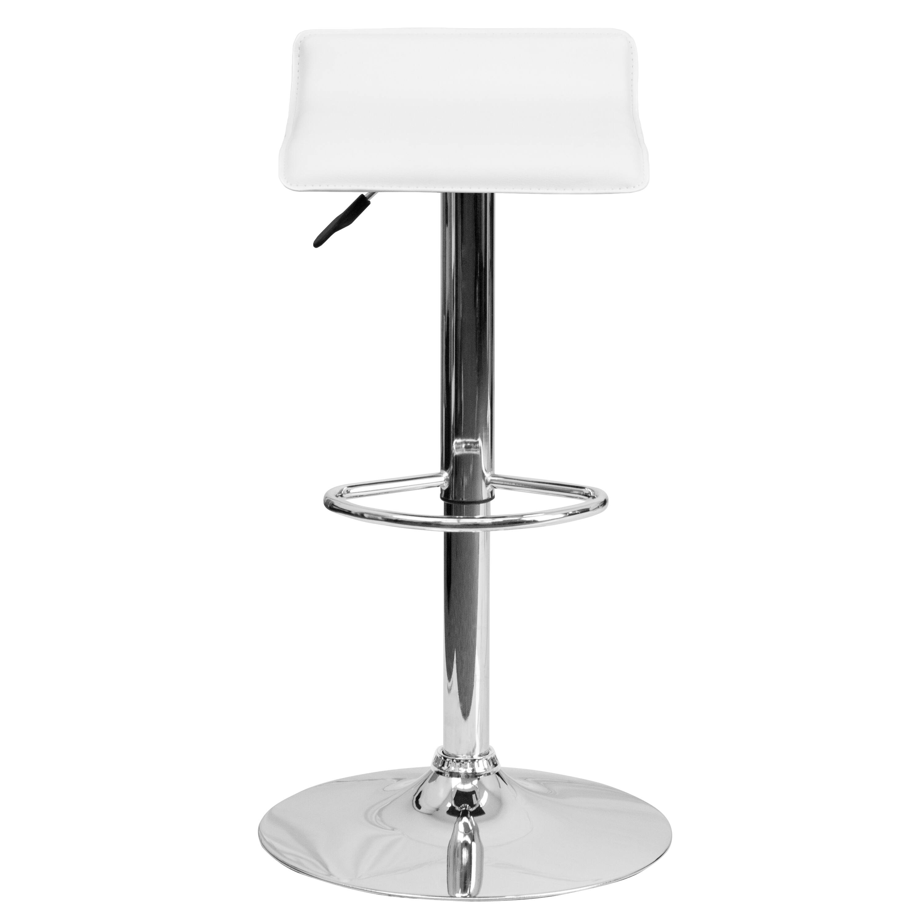 Alt View 7. Emma + Oliver - Solid Wave Seat Vinyl Adjustable Height Barstool with Chrome Base - White.