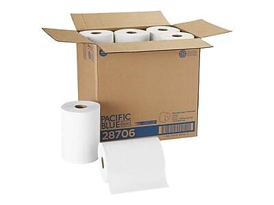 Pacific Blue Basic - Recycled Hardwound Paper Towels, 1-ply, 350 ft./Roll, 12 Rolls/Carton (28706) - White price history on PriceWatchPro