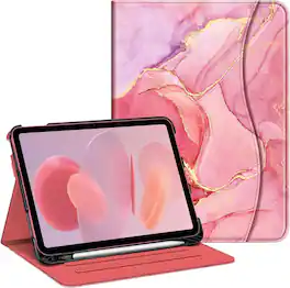 Fintie - Folio Case for iPad (A16) 11-inch 2025 and iPad 10th Gen 10.9 inch 2022, Multi-Angle Viewing Protective Stand Cover - Marble Pink