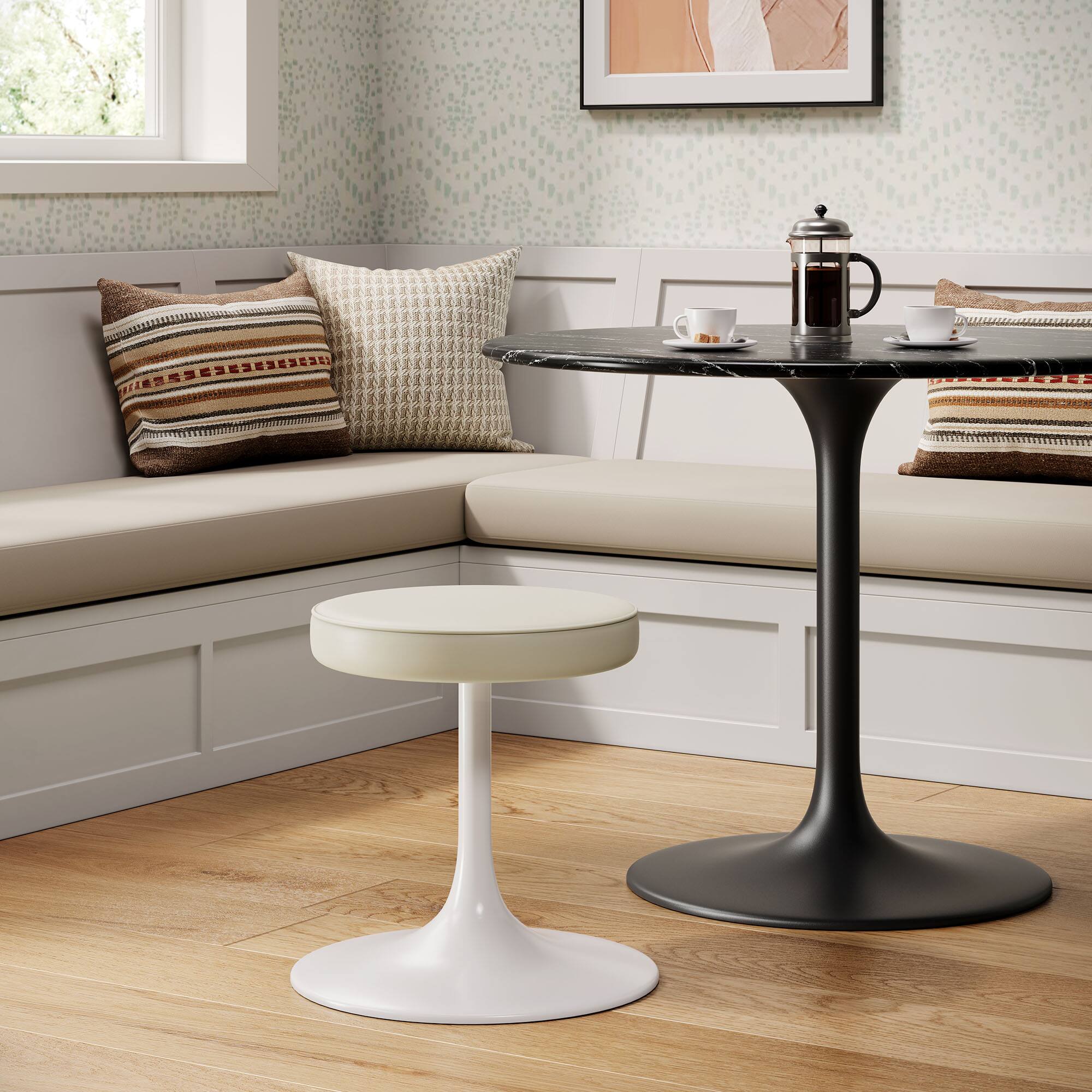 Alt View 2. Modway - Lippa Vegan Leather Round Stool by Modway - Ivory.
