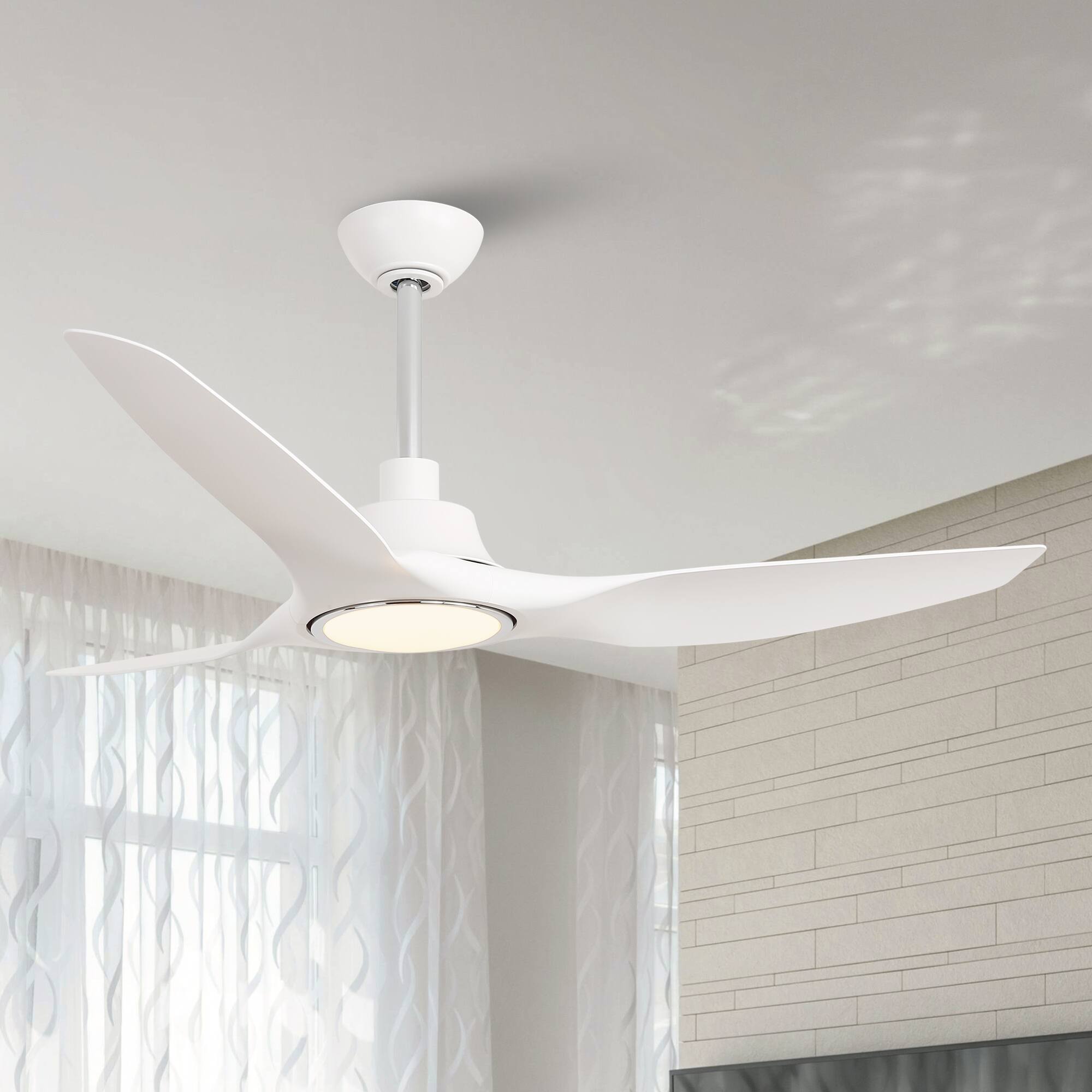 Left. Parrot Uncle - 52" Modern White Propeller Smart Ceiling Fan with Light and Remote, App Control, Voice Control - White.