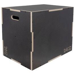 Signature Fitness - 30" x 24" x 20" Wooden Plyo Box Non-Slip Jump Platform - Gray