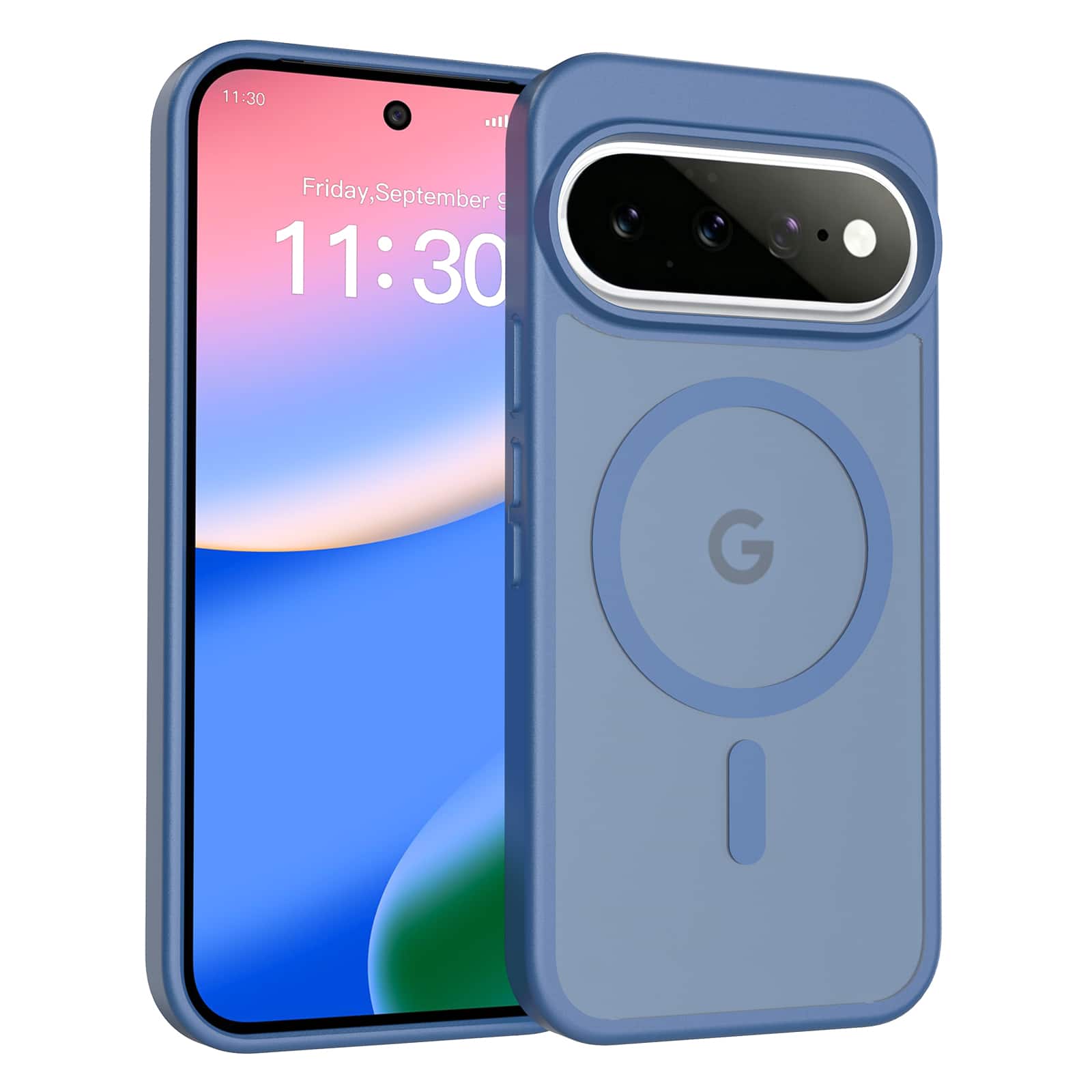 Dteck - Shockproof Matte Phone Case for Google Pixel 11 Pro, Translucent Magnetic Protective Cover, Raised Lip Protection - Blue price history on PriceWatchPro