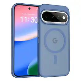 Dteck - Shockproof Matte Phone Case for Google Pixel 11 Pro, Translucent Magnetic Protective Cover, Raised Lip Protection - Blue