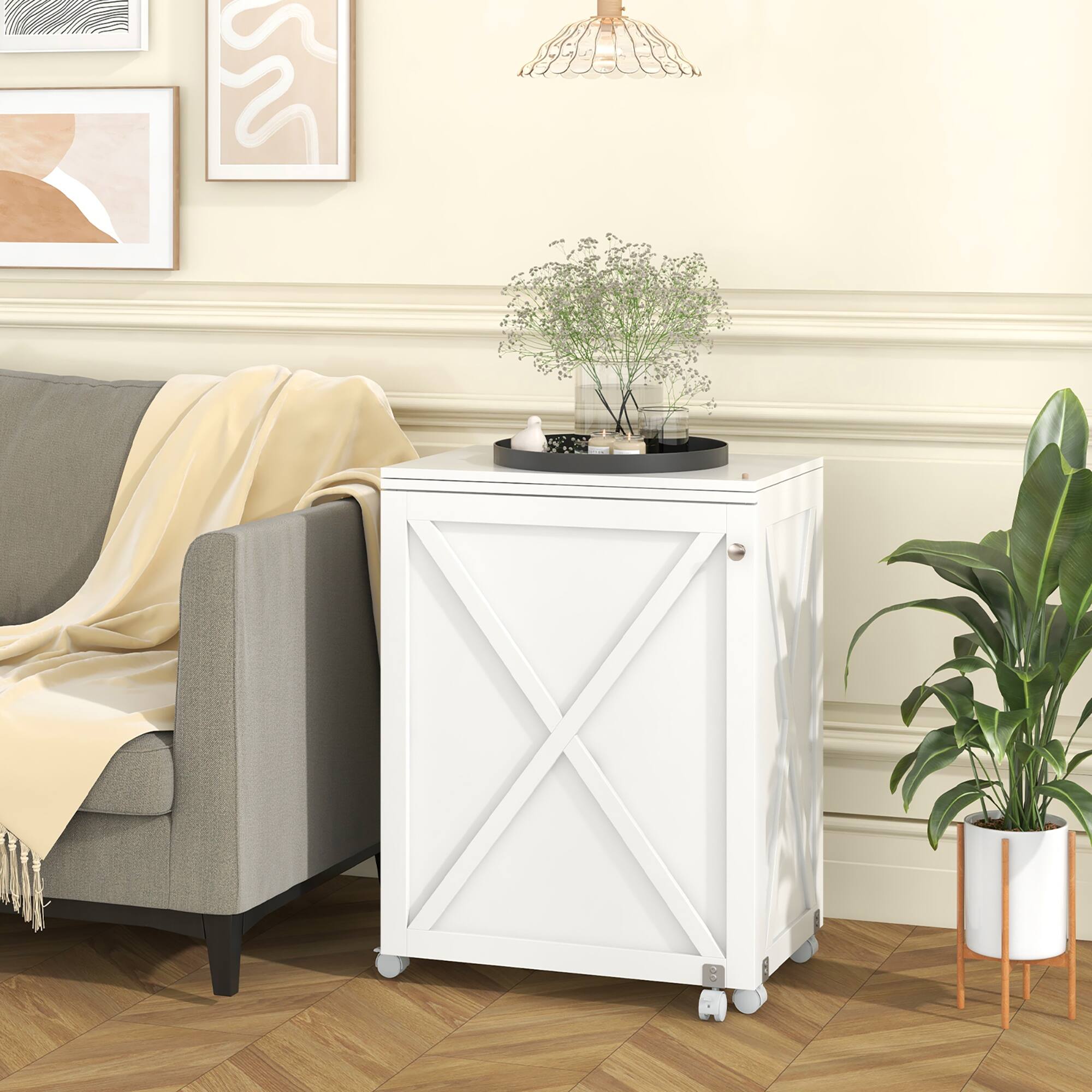 Alt View 4. Gymax - Gymax Folding Sewing Table w/ Compact Design Storage Shelf 2 Trays & 18 Pegs White - White.