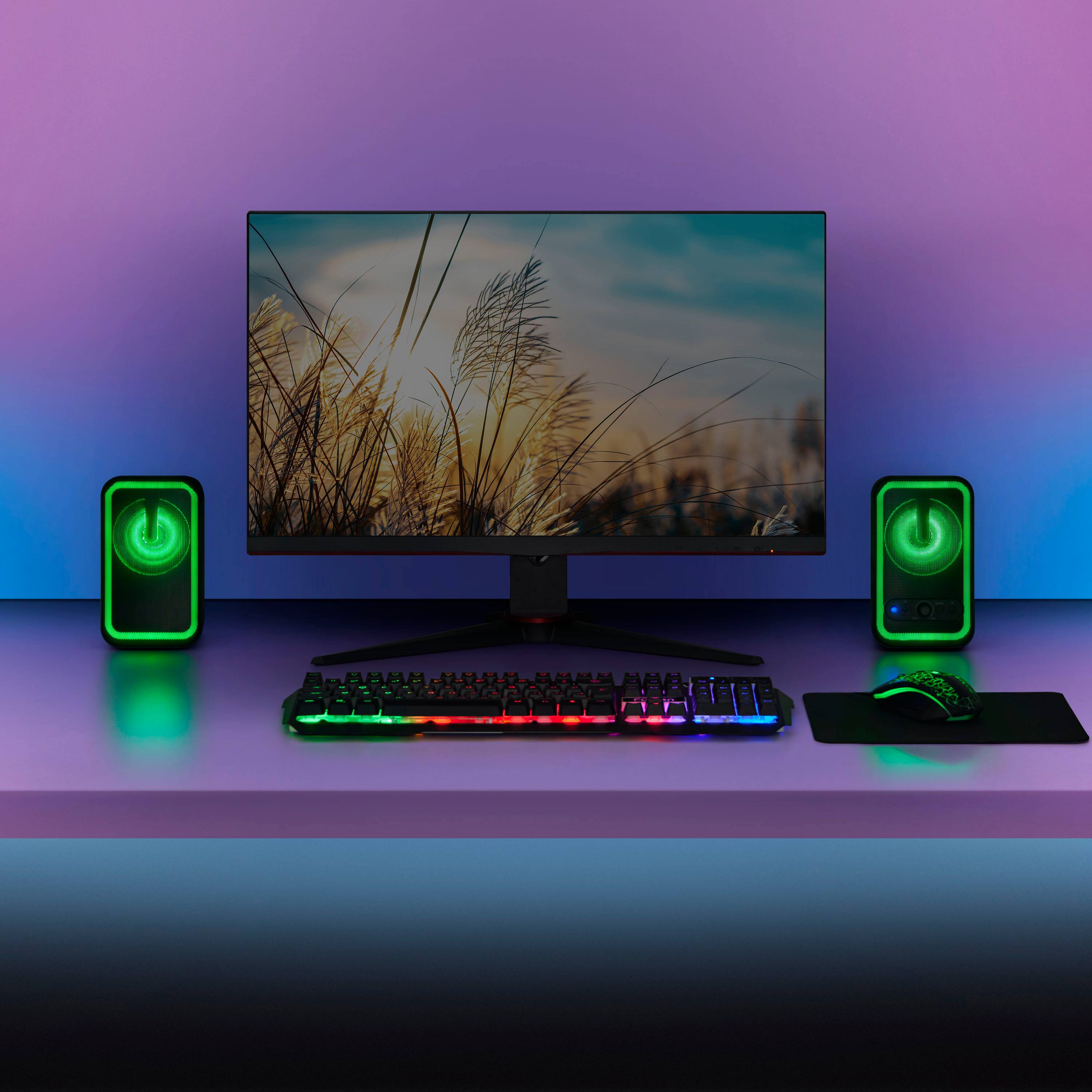 Alt View 1. Insignia™ - 2.0 Bluetooth Computer Speakers with RGB Lighting (2-Piece) - Black.