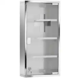 Homcom - x 24" Lockable Medicine Cabinet - Silver