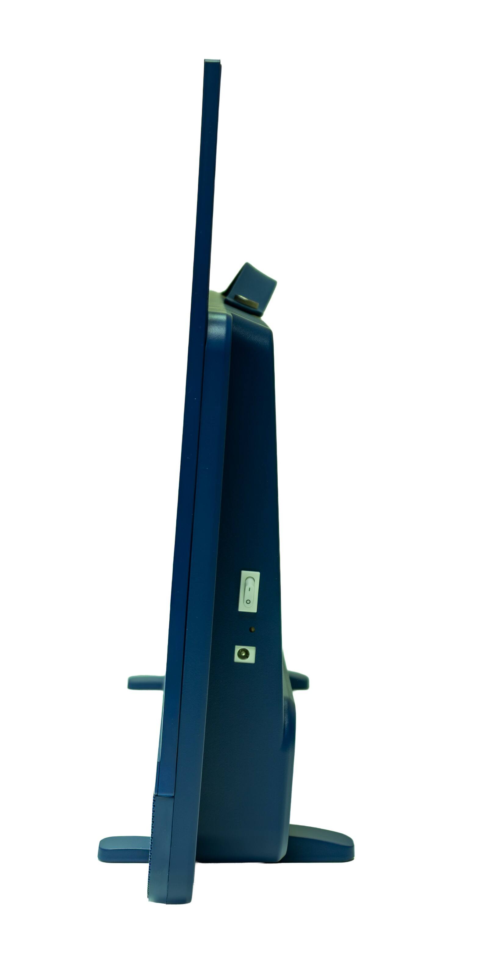 Left. RCA - RCA EzGo Battery Powered Portable Smart TV 27" FHD 1080p Google TV - Voice Control -ATSC Tuner (Blue) - Blue.