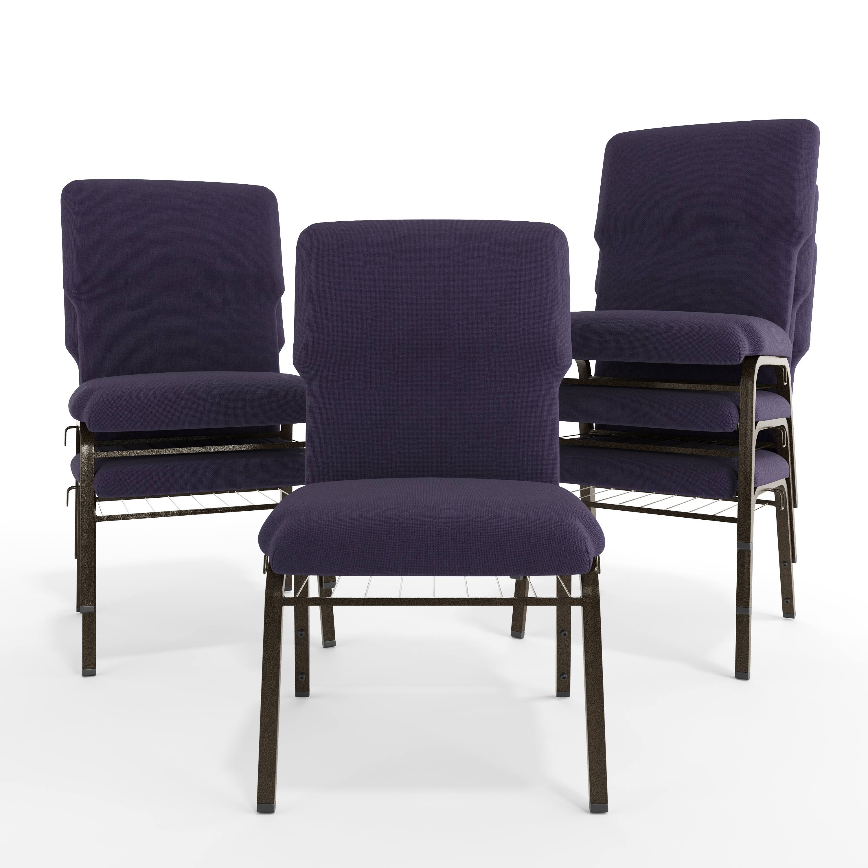 Alt View 10. Emma + Oliver - Discount Church Chair - 21 in. Wide - Eggplant Fabric/Gold Vein Frame.
