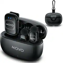 MOVO - NanoMic Wireless Lavalier Microphone for Camera - Clip-On TRS Wireless Mic System for DSLR, Camcorders