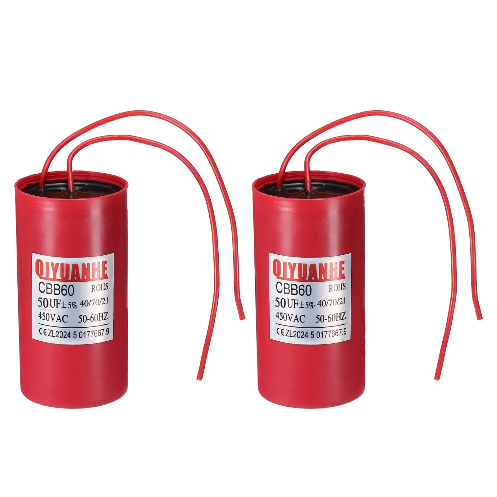 Unique Bargains - 2pcs 50uF CBB60 Run Capacitor, 450VAC Start/Run 50-60Hz for Refrigerator Motor Air Compressor - Red price history on PriceWatchPro
