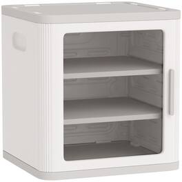 Qaba - Storage Organizer, 3 Tier Adjustable Toy Storage Cabinet Dustproof HDPE Plastic - White