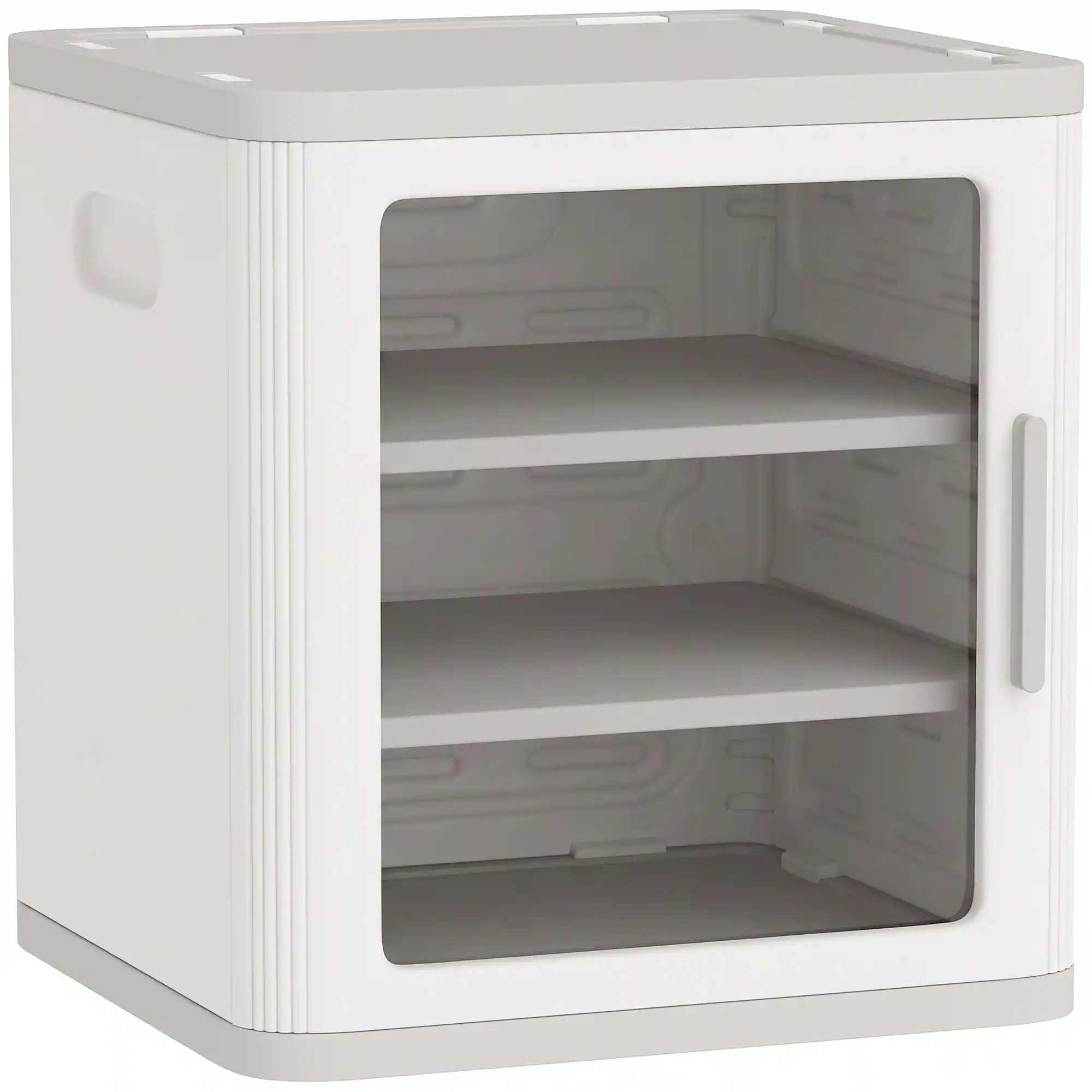 Front. Qaba - Storage Organizer, 3 Tier Adjustable Toy Storage Cabinet Dustproof HDPE Plastic - White.