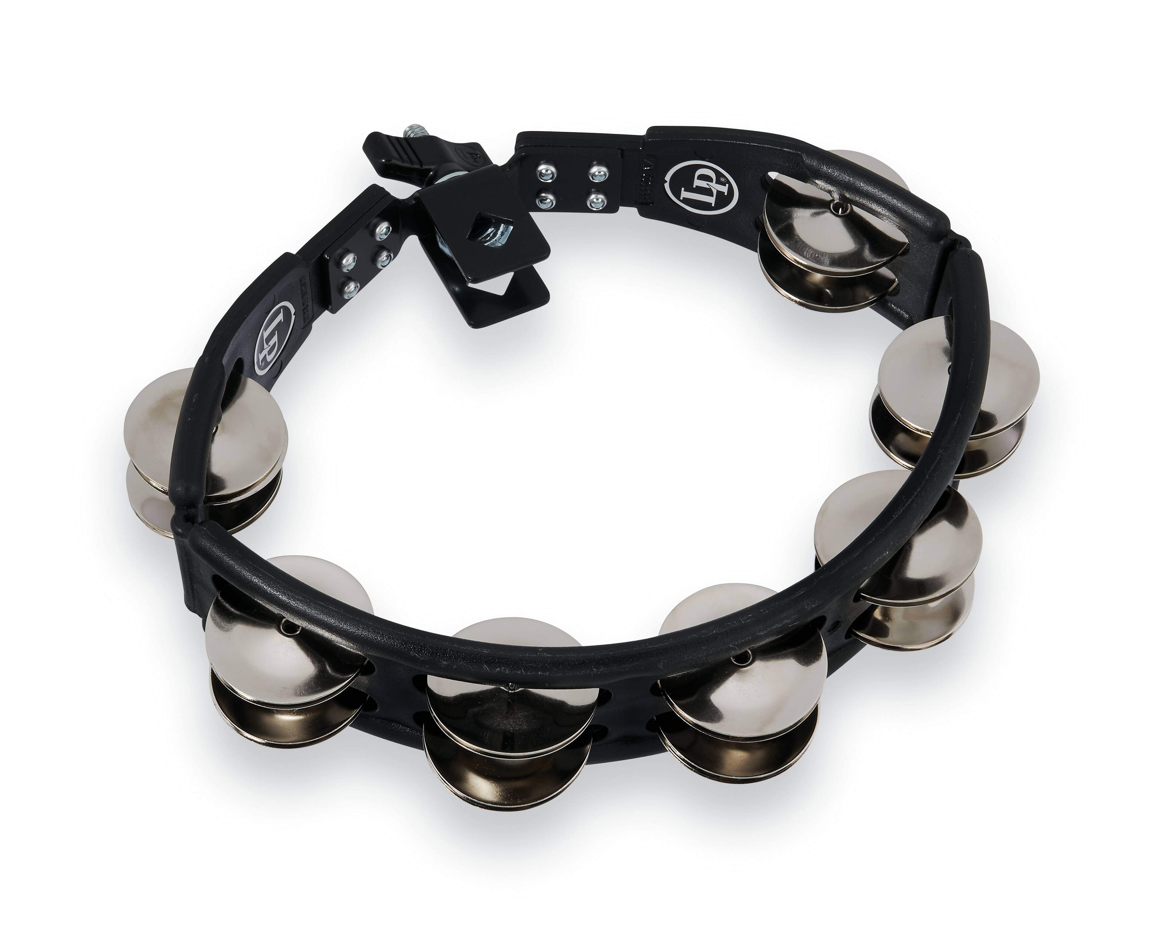 Angle. Latin Percussion - Cyclops Mounted Tambourine, Steel.