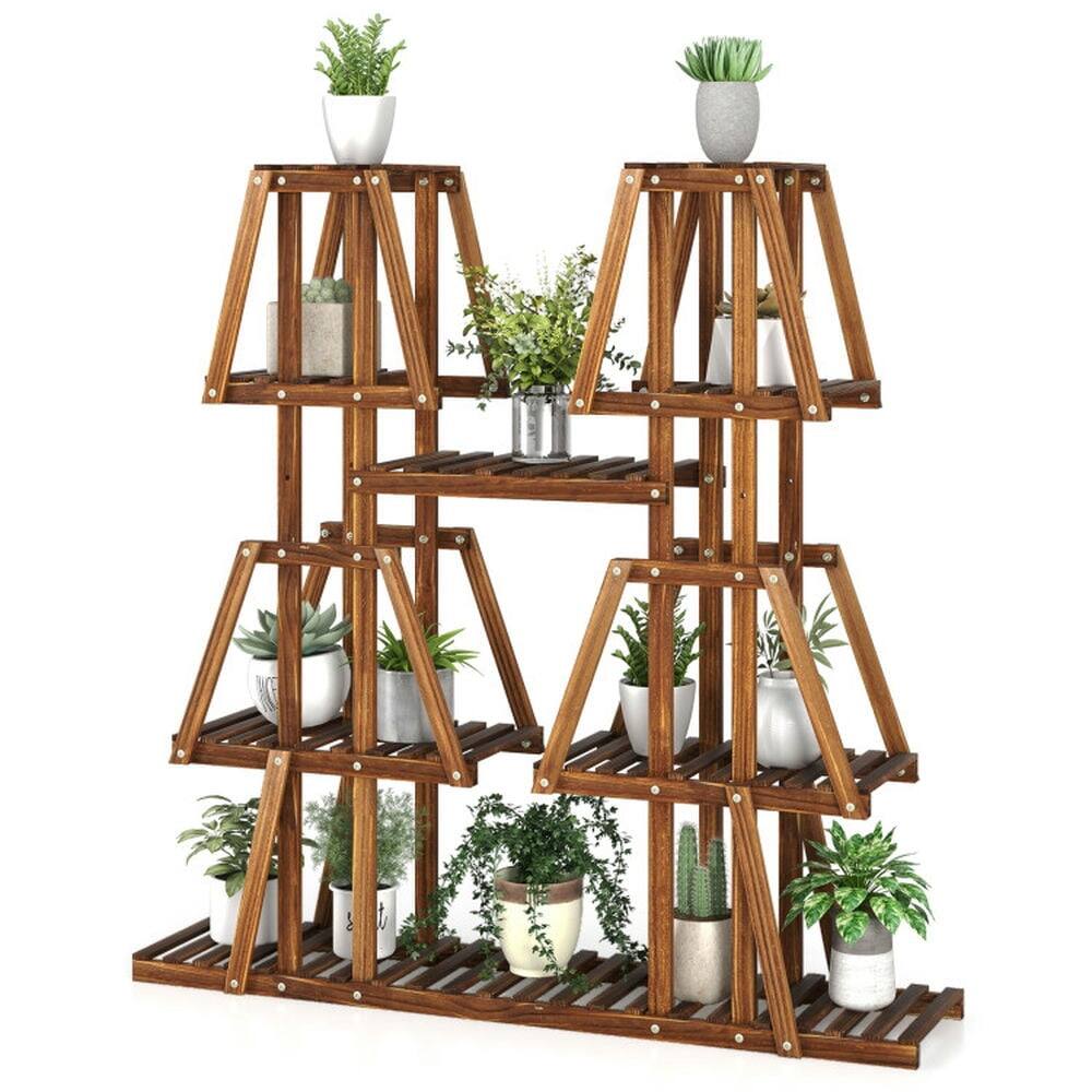 Angle. Kadyn - Raised Garden Stands, Raised Planter Stands, Elevated Flower Stands,5-Tier 10 Potted Wood Plant Stand for Plants.