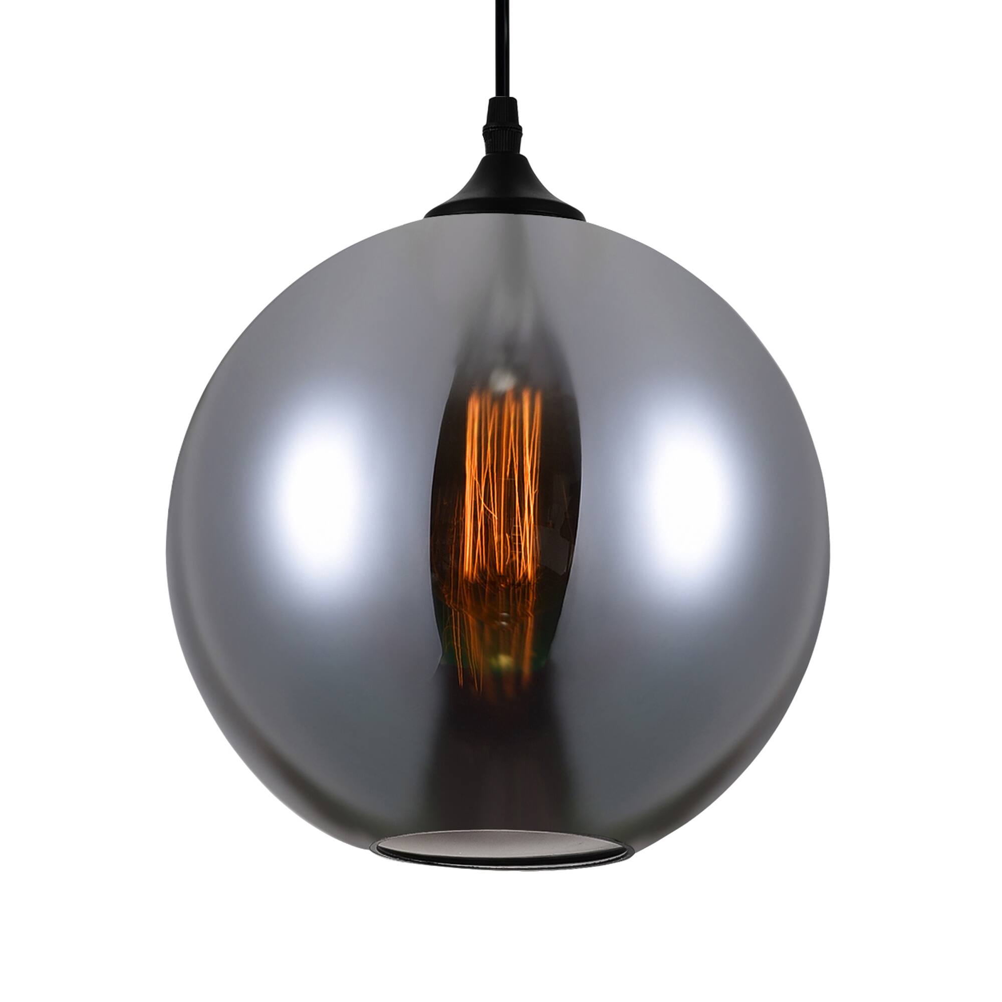 Angle. CWI Lighting - Glass 1 Light Down Mini Pendant With Smoke Finish - Black.