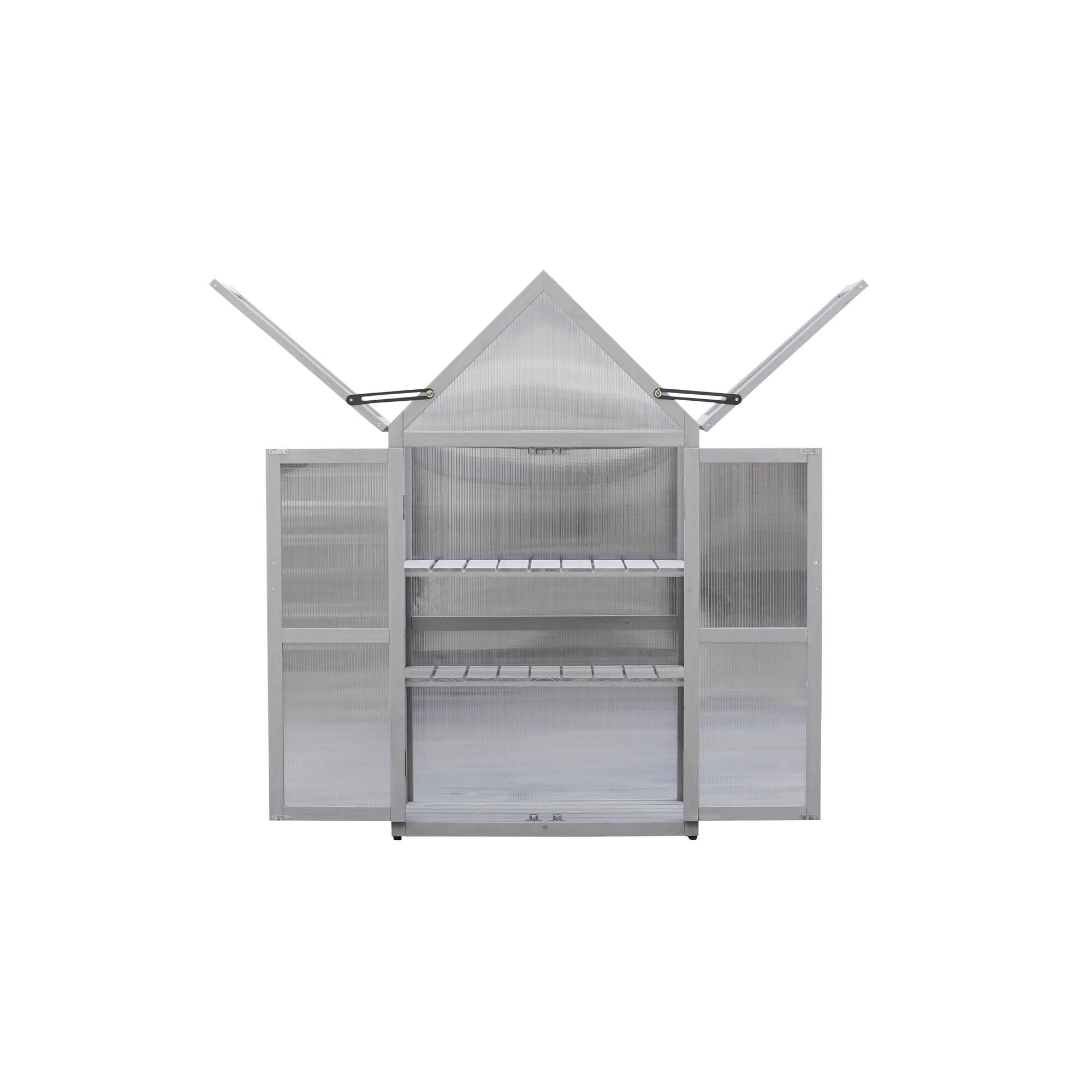 Alt View 3. Boyel Living - Natural Wood Mini Greenhouse Greenhouse Kit Outdoor Plant Stand Small Green House - Natural Wood.