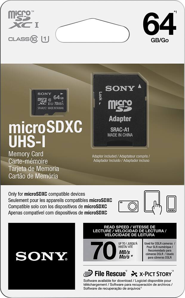 Alt View 11. Sony - SR Series 64GB microSDXC UHS-I Memory Card - Black.