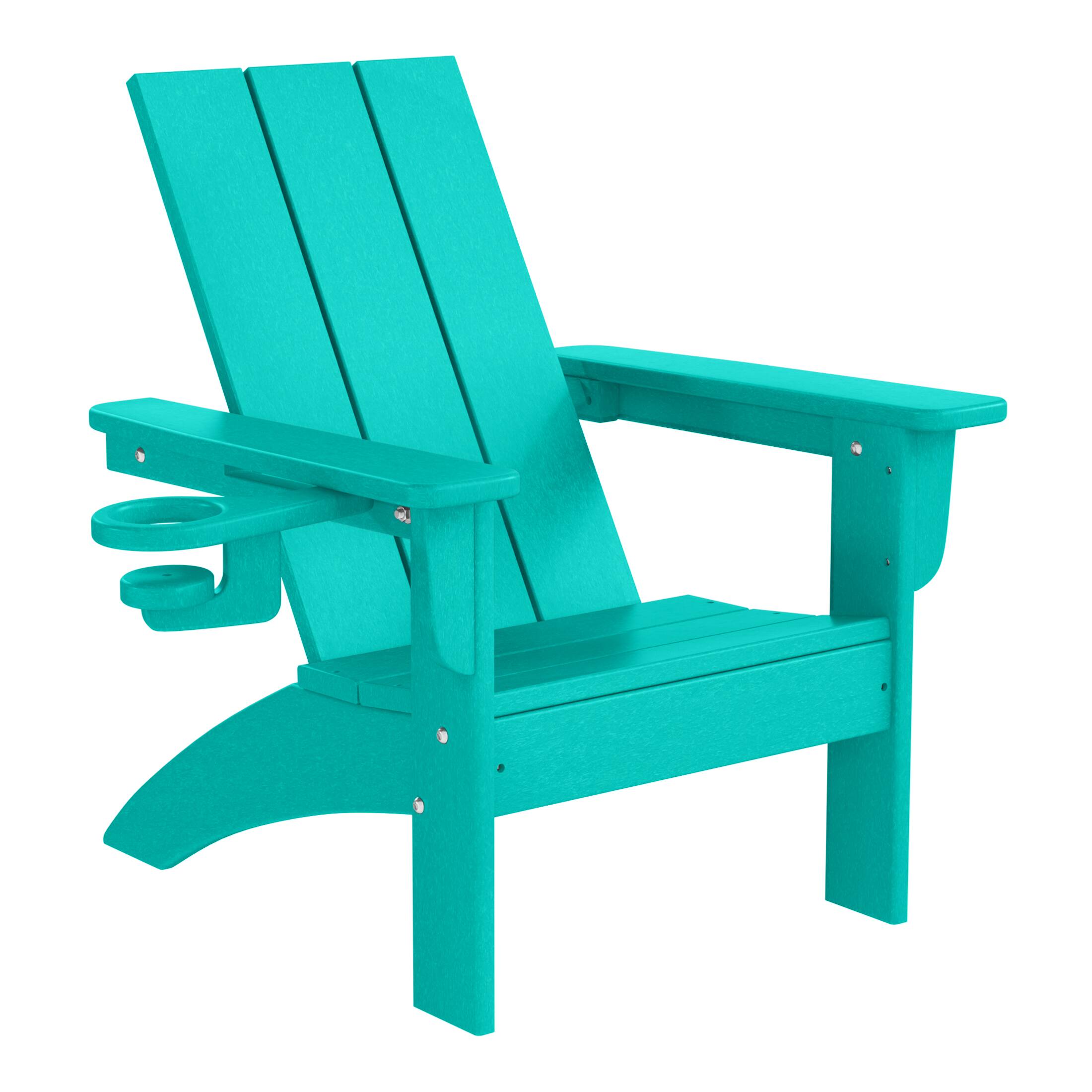 Left. WestinTrends - WestinTrends Ashore 3-Piece Kids HDPE Modern Adirondack Chairs Set with Square Side Table and Cup Holders - Turquoise.
