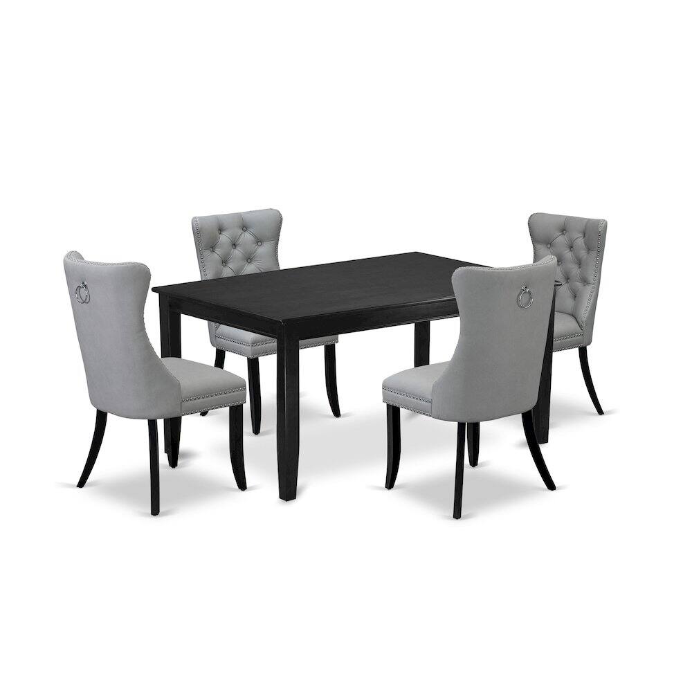 East West Furniture - 5 Piece Kitchen Table Set Contains a Rectangle Dining Table - Black