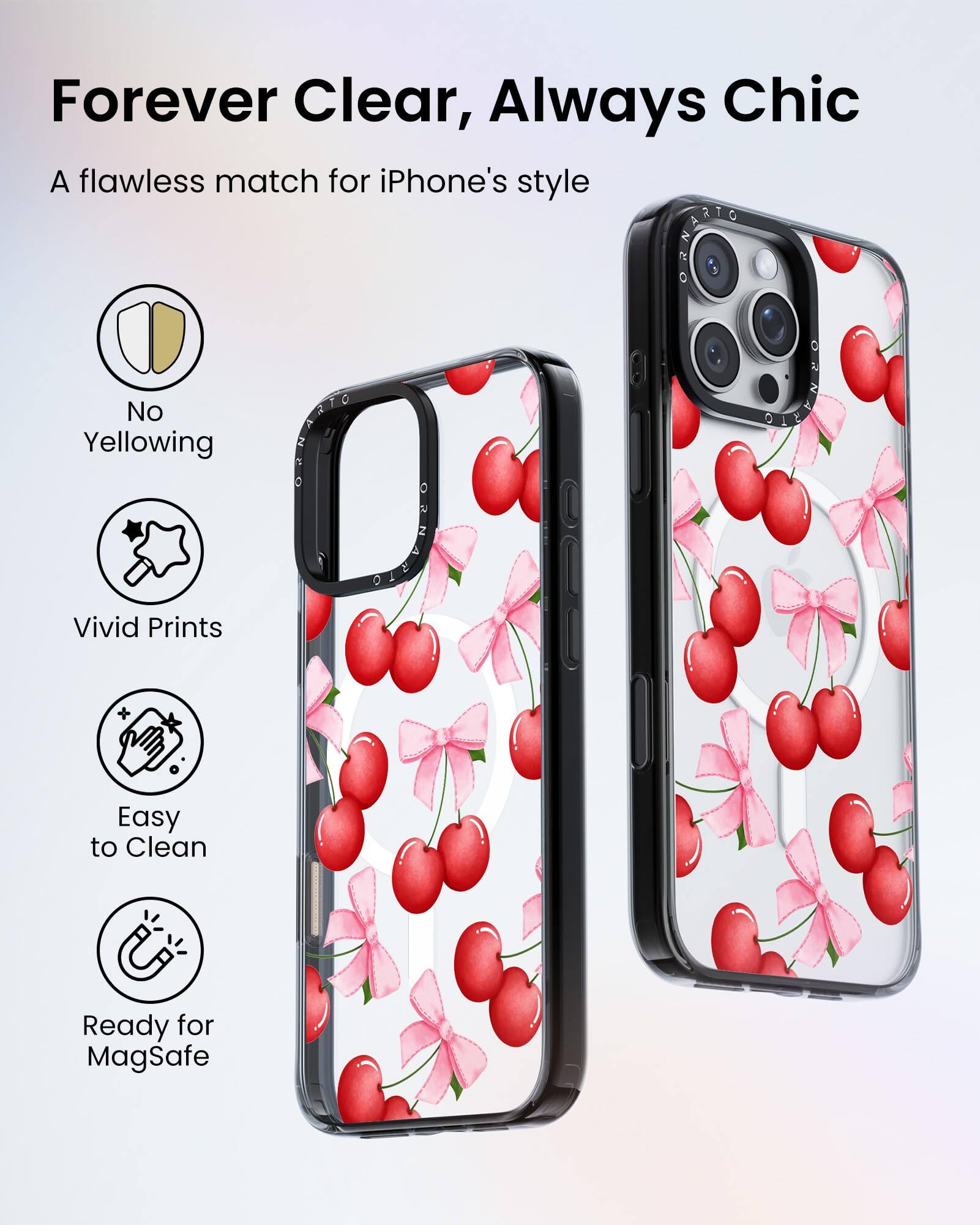 Forever Clear, Always Chic  
A flawless match for iPhone's style  

- No Yellowing  
- Vivid Prints  
- Easy to Clean  
- Ready for MagSafe