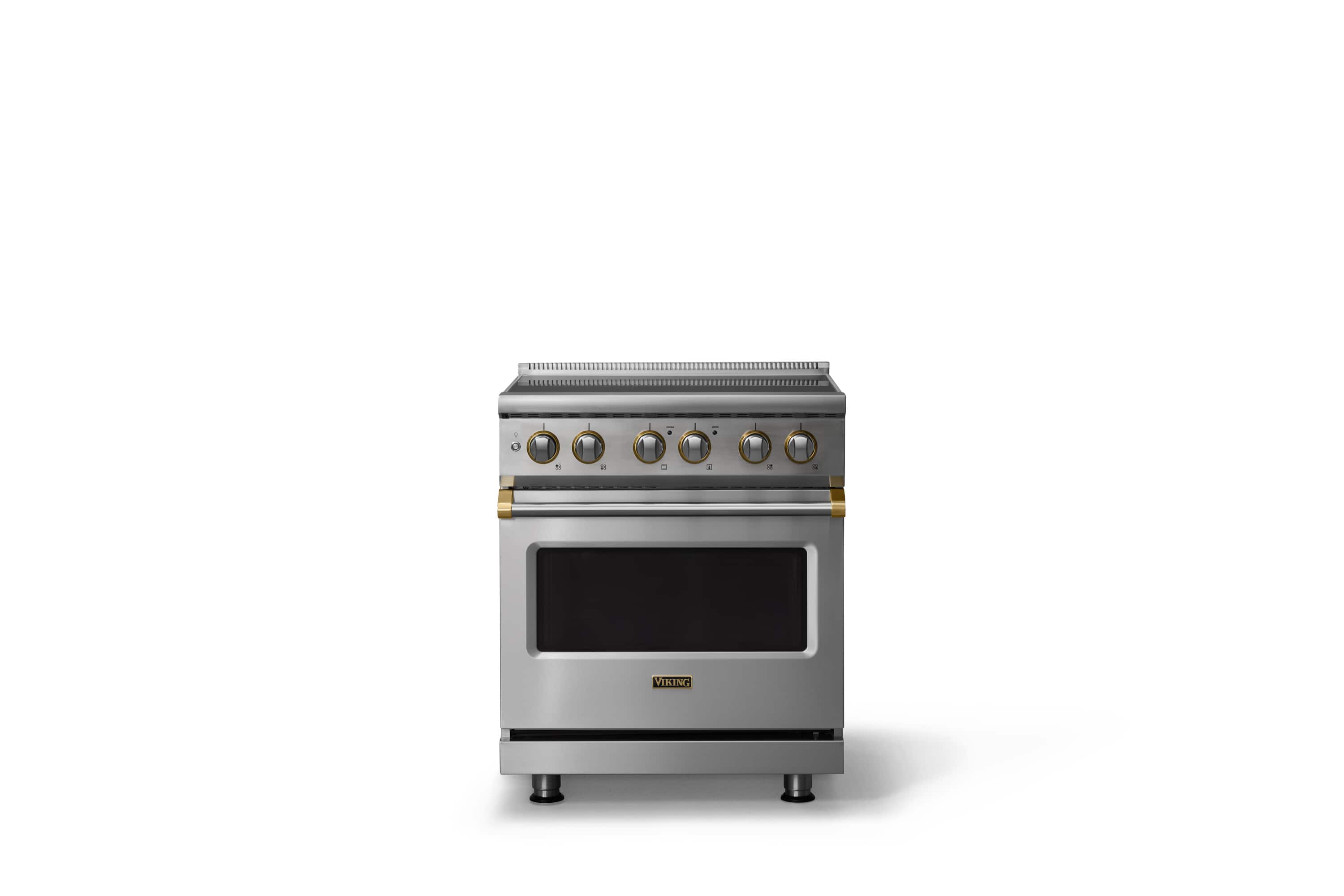 "Viking - 30""W. 4.7 Cu.Ft. Pro5S 4 Element Freestanding Electric Induction Convection Range - /Brushed Brass - Stainless Steel" price history on PriceWatchPro