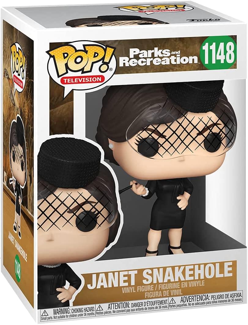 **Parks and Recreation**  
**1148**

**POP! TELEVISION**

**JANET SNAKEHOLE**  
VINYL FIGURE / FIGURINE EN VINYLE / FIGURA DE VINIL

**WARNING: CHOKING HAZARD**  
Small parts. Not suitable for children under 36 months.

**ATTENTION: DANGER D'ÉTOUFFEMENT**  
Petites pièces. Ne convient pas aux enfants de moins de 36 mois.

**ADVERTENCIA: PELIGRO DE ASFIXIA**  
Partes pequeñas. No es adecuado para niños menores de 36 meses.