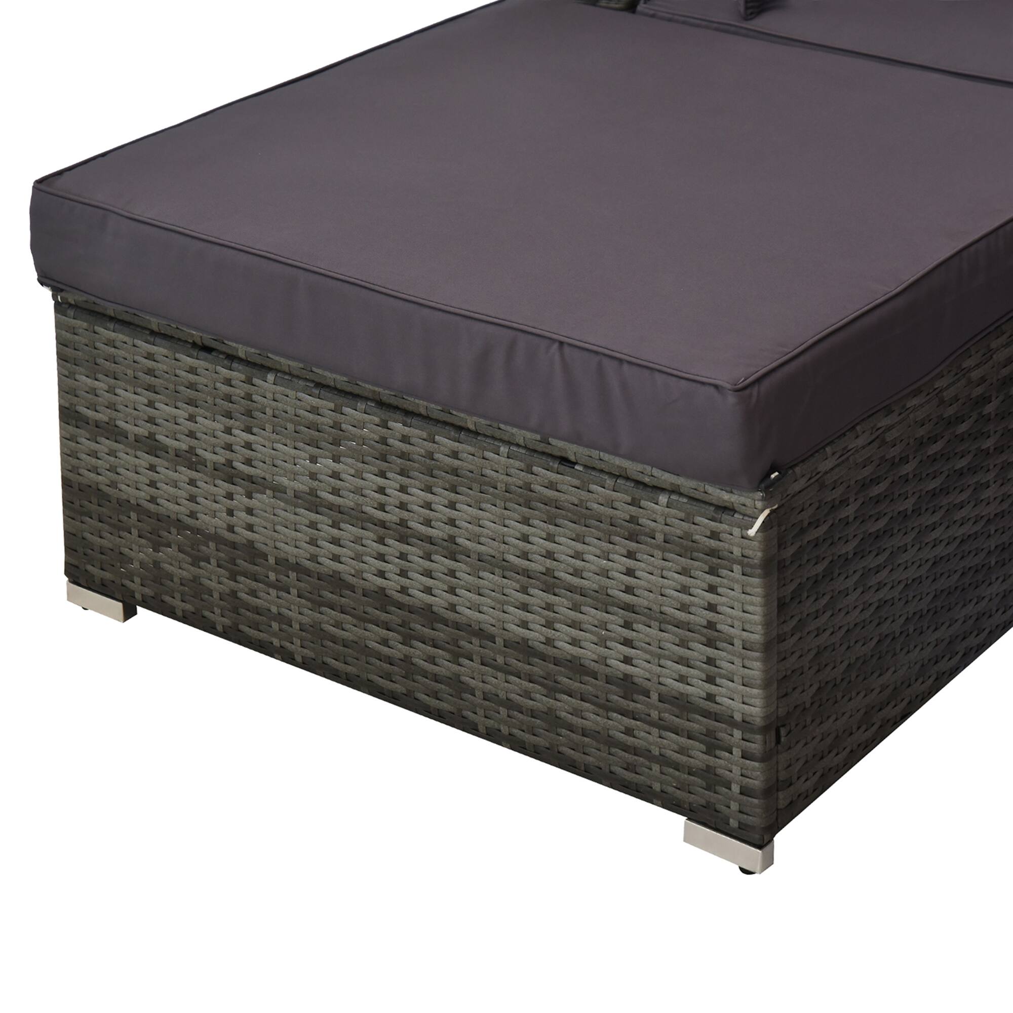 Alt View 7. Outsunny - 5-Piece Patio Furniture Set with Cushions, Outdoor PE Rattan Wicker Sofa Set, Sectional Furniture with Pillows - gray.